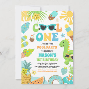 Invitation Cool One Tropical Summer Beach 1ère fête d'anniver