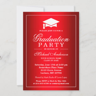 Invitation Cool Plain Rouge Dégradé Look Graduate Graduate