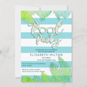 Invitation Cool plaisir été script pool fête d'anniversaire
