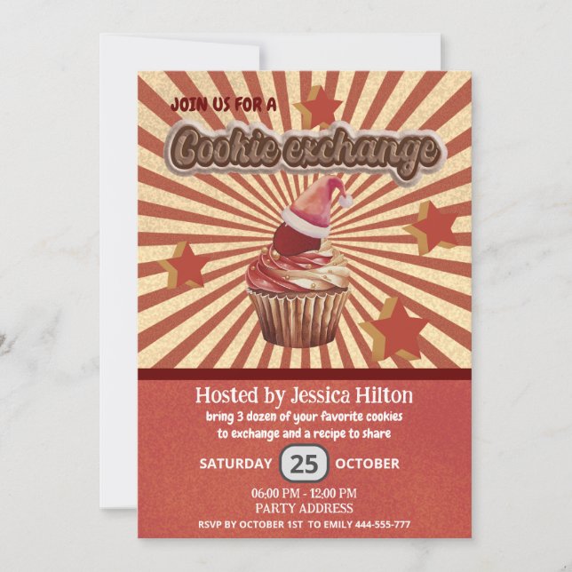 Invitation Cool plaisir rétro typographie échange de cookies (Devant)