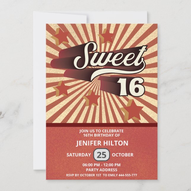 Invitation Cool plaisir typographie rétro doux 16 (Devant)