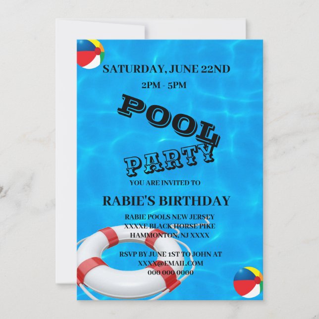 Invitation Cool Pool Party | Nage (Devant)
