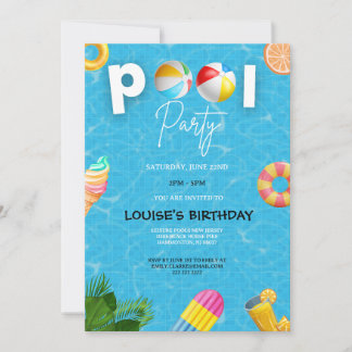 Invitation Cool Pool Party | Swimming Birthday