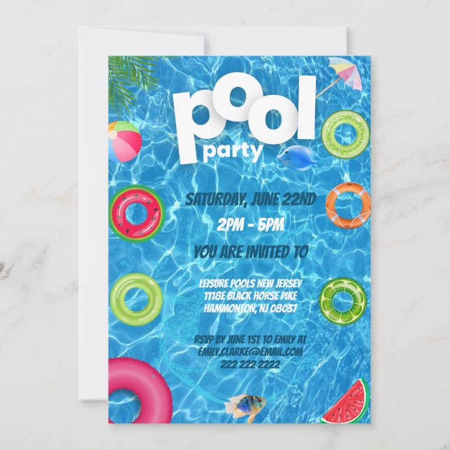 Invitation Cool Pool Party | Swimming Birthday  (Devant)