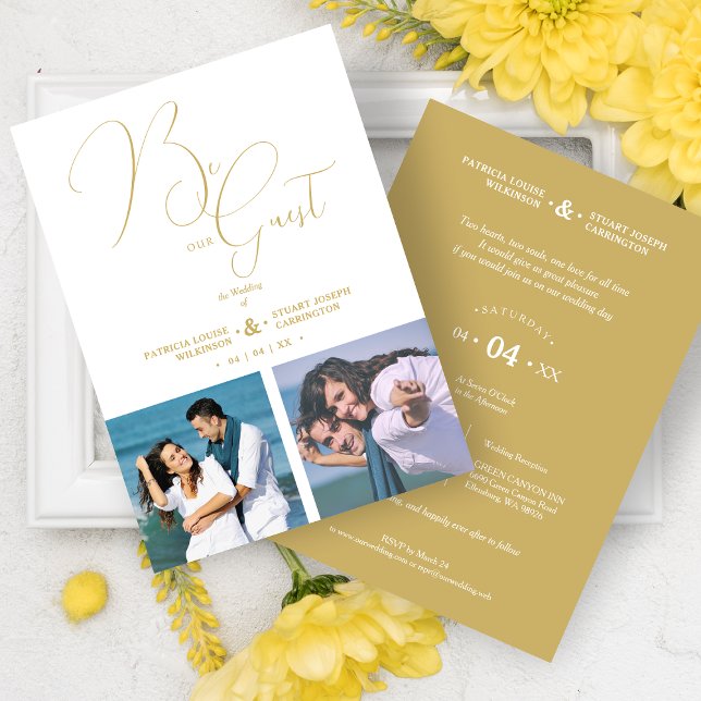 Invitation Cool Romantic 2 Multi Photos Be Our Guest Wedding (Créateur téléchargé)