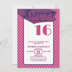 Invitation Cool rose rétro audacieuse typographie douce 16