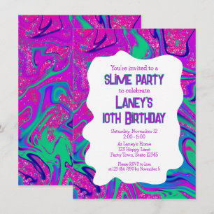 Invitation Cool Rose Turquoise Parties scintillant Filles Ann