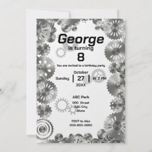 Invitation Cool Simple Mécanique Garçons Anniversaire Invitat