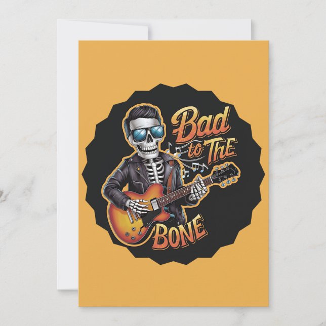 Invitation Cool Skeleton Bad to the Bone avec guitare (Devant)