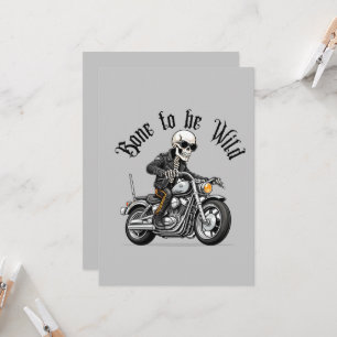 Invitation Cool Skeleton Bone to be Wild Riding a Motorcycle