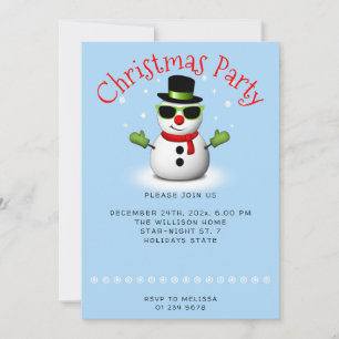 Invitation Cool Snowman fête de Noël Personnalisé