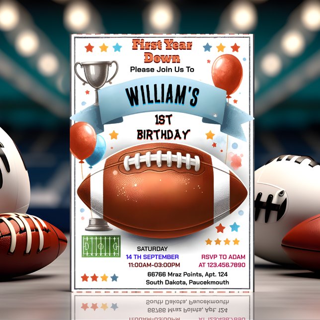 Invitation Cool Sports garçons billet Football 1er anniversai (Créateur téléchargé)