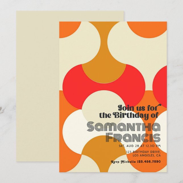 Invitation Cool Super Rétro fête d'anniversaire (Devant / Derrière)