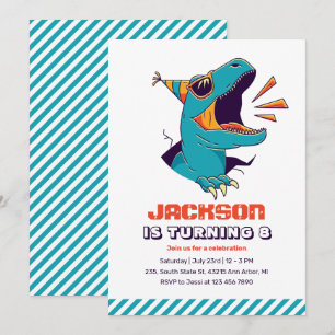 Invitation Cool T-Rex Dinosaur Garçons Anniversaire