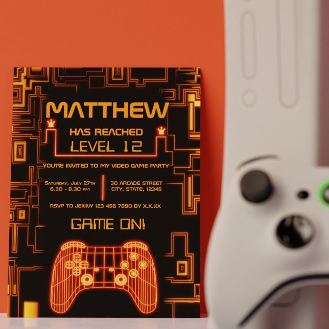 Invitation Cool Tendance Boy Console Contrôleur Gamer Anniver (Cool Trendy Boy Console Controller Gamer Birthday Invitation)