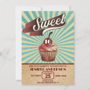 Invitation Cool vintage cupcake typographie douce 16