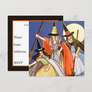 Invitation cool vintage Halloween sorcières
