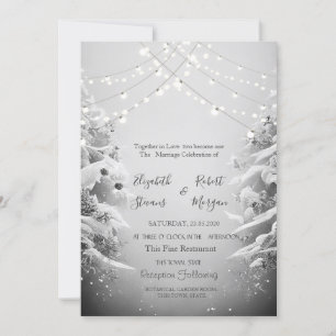 Invitation Cool Winter Wonderland, String Lights Mariage de n