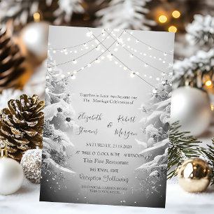 Invitation Cool Winter Wonderland, String Lights Mariage de n