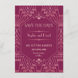 Invitation Cooper Rose Great Gatsby 1920 Enregistrer la date