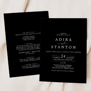 Invitation Coordonnée noire minimale en un seul Mariage