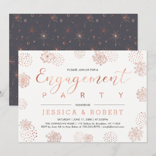 Invitation Copper & Gray   Simple Fête de Fiançailles Moderne