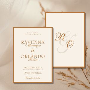 Invitation Copper Ivory Monogram Glam Mariage Old Money