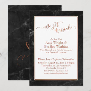 Invitation Copper Nous Avons Marié Marbre Noir Célébration