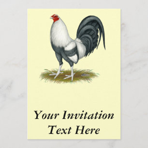Invitation Coq de combat américain de bleu d'argent de jeu
