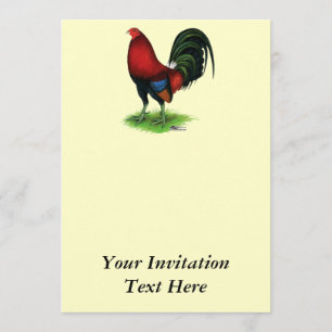 Invitation Coq de combat :  Rouge foncé