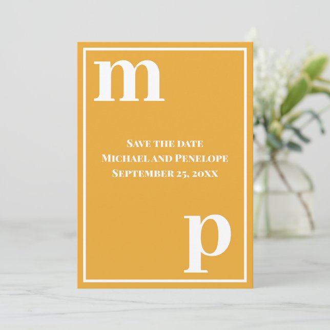 Invitation Coque inférieur tendance Monogram Marigold Enregis (Debout devant)