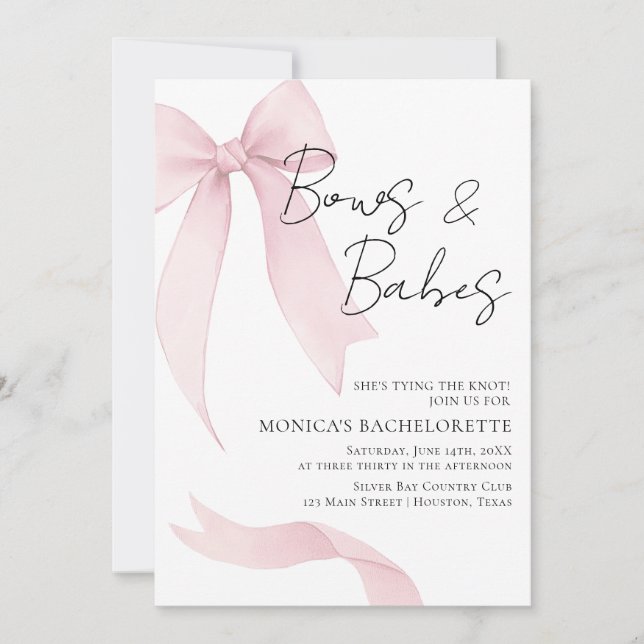 Invitation Coquete pink bow Bachelorette Party (Devant)