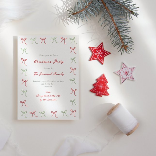 Invitation Coquette à main fantaisie Bows fête de Noël (Créateur téléchargé)