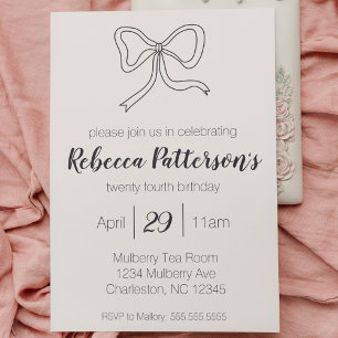 Invitation Coquette Aesthétique Black Bow Feminine Anniversai