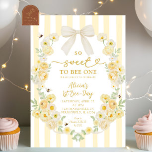Invitation Coquette Arc Floral Abeille 1er anniver