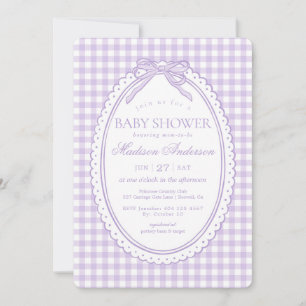 Invitation Coquette Bébé Fleur de Coton Rose Violet Cérémonie
