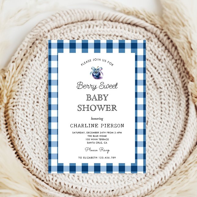 Invitation Coquette Berry Baby shower de bleuets doux (Créateur téléchargé)