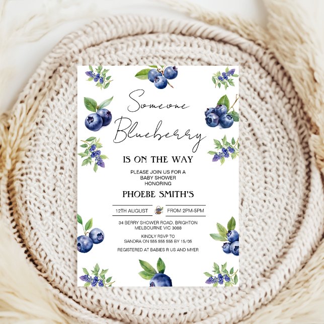 Invitation Coquette Berry Baby shower de bleuets doux (Créateur téléchargé)