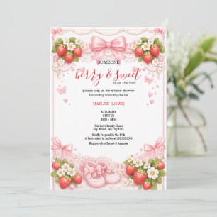 Invitation Coquette Berry Douce Fête Prénatale Bébé Fraise Ro