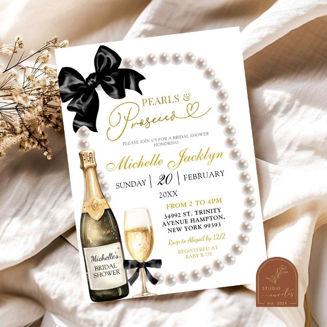 Invitation Coquette Black Pearls et Fête des mariées de pours (Créateur téléchargé)