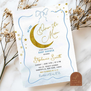 Invitation Coquette Bleue Tirée À La Main Sur Le Baby shower 