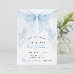 Invitation Coquette Blue Lace Boy Boy Premier anniversaire