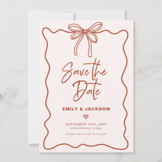 Invitation Coquette Bow Bordure Mariage Enregistrer La Date