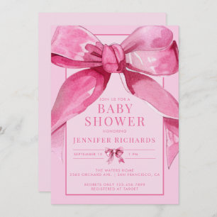 Invitation Coquette Bow   Douche pour bébé rose