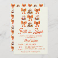 Coquette bow fall in Love Café Orange Editable