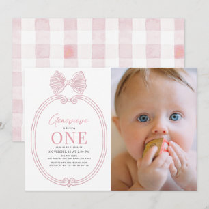 Invitation Coquette Bow Frame fille 1er anniversaire Photo