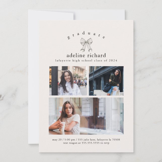 Invitation Coquette Bow Graduation Announcement (Devant)