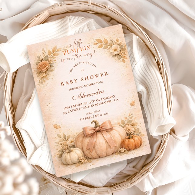 Invitation Coquette Bow Pumpkin Fall Baby Shower (Créateur téléchargé)