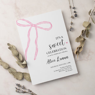 Invitation Coquette Bow rose fête d'anniversaire