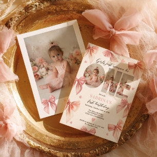 Invitation Coquette Bow Rose Girls veut juste le premier anni